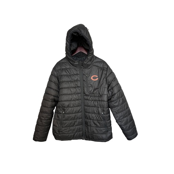 NFL Team Apparel Other - NFL Team Apparel Chicago Bears Puffer Jacket Mens L Black Hooded Quilted Coat